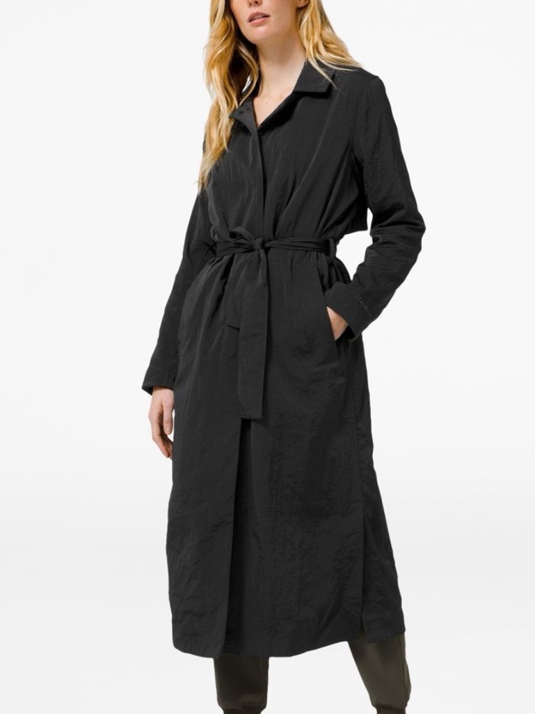 Lululemon Always Effortless Trench Long Jacket Black Lw4bg5s Size 6
